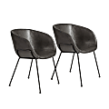 Eurostyle Zach Side Chairs With Arms, Dark Gray/Matte Black, Set Of 2 Chairs