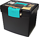 Storex File Storage Box with XL Storage Lid, Black/Teal