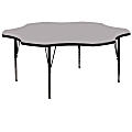 Flash Furniture Flower Thermal Laminate Activity Table With Short Height-Adjustable Legs, 25-1/8" x 60", Gray