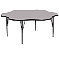 Flash Furniture Flower Thermal Laminate Activity Table With Short Height-Adjustable Legs, 25-1/8" x 60", Gray 1 thumbnail image