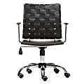 Baxton Studio Joleen Bonded Leather Mid-Back Office Chair, Black/Chrome