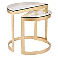 Lumisource Demi Contemporary Nesting Tables, Round, Glass Top/Gold, Set Of 2 Tables