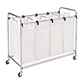 Honey Can Do Chrome Quad Laundry Sorter, 33-1/2”H x 18-1/2”W x 40”D, White