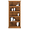 Realspace® Premium 73"H 5-Shelf Wide Bookcase, Carolina Oak