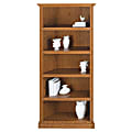 Realspace® Premium 73"H 5-Shelf Wide Bookcase, Carolina Oak 1 thumbnail image