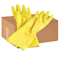 Tradex International Flock-Lined Latex General Purpose Gloves, Small, Yellow, Pack of 12 pairs
