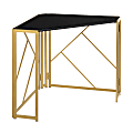 LumiSource Folia 32”W Contemporary Corner Desk, Gold/Black