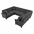 Bush® Furniture Coventry 113"W U-Shaped Sectional Couch, Charcoal Gray Herringbone, Standard Delivery