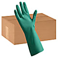 Tradex International Flock-Lined Nitrile General Purpose Gloves, Large, Green, Pack Of 24