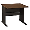 Bush Business Furniture Office Advantage Desk 36"W, Sienna Walnut/Bronze, Standard Delivery