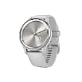 Garmin® vívomove® Trend Hybrid Smartwatch With Stainless-Steel Bezel And Silicone Band, Silver Bezel/Mist Gray Case 1 thumbnail image