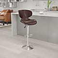 Flash Furniture Cozy Mid-Back Adjustable Bar Stool, Gray/Brown 1 thumbnail image