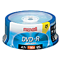 Maxell® DVD-R Recordable Media Spindle, 4.7GB/120 Minutes, Pack Of 25