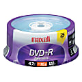Maxell® DVD+R Recordable Media Spindle, 4.7GB/120 Minutes, Pack Of 25