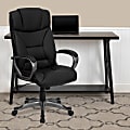 Flash Furniture Ergonomic LeatherSoft High-Back Executive Office Chair With Lip Edge Base And Arms, Black