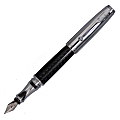 Monteverde® Invincia™ Fountain Pen, Chrome, Medium Point, 0.5 mm, Black Barrel, Black Ink