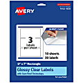 Avery® Glossy Permanent Labels With Sure Feed®, 94250-CGF10, Rectangle, 3" x 7", Clear, Pack Of 30