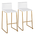 LumiSource Mara Bar Stools, Gold/White, Set Of 2 Stools