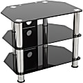 AVF SDC600CM-A: Classic - Corner Glass TV Stand with Cable Mangement - Up to 32" Screen Support - 165.35 lb Load Capacity - 3 x Shelf(ves) - 19.7" Height x 23.6" Width x 15.7" Depth - Tempered Glass, Stainless Steel - Black, Chrome 1 thumbnail image