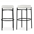 Glamour Home Avril Boucle Fabric Bar Stools, White/Black, Set Of 2 Stools