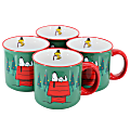 Peanuts Snoopy Christmas 4-Piece Stoneware Camper Mug Set, 21 Oz, Green/Red 1 thumbnail image