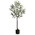 Nearly Natural Olive Tree 48”H Artificial Plant With Planter, 48”H x 20”W x 12”D, Green/Black