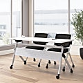 Bush Business Furniture Envision 60"W Folding Training Table and 2 Folding Chairs, White/Cool Gray Metallic, Standard Delivery 1 thumbnail image