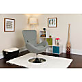 Flash Furniture Egg Side Reception Chair With Bowed Seat, Light Gray/Chrome