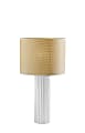 Adesso Primrose Table Lamp, 24-1/4”H, Woven Natural Shade/White Ribbed Ceramic Base