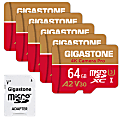 Dane-Elec Gigastone 4K Class10 U3 A2 V30 Camera Pro MicroSDXC Cards, 64GB, Pack Of 5 Cards 1 thumbnail image