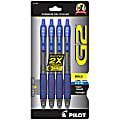 Pilot® G-2™ Retractable Gel Pens, Bold Point, 1.0 mm, Clear Barrels, Blue Ink, Pack Of 4