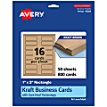 Avery® Printable Mini Business Cards With Sure Feed® Technology, Print-To-The-Edge, 1"x3", Kraft Brown, Pack Of 800 1 thumbnail image