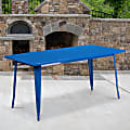 Flash Furniture Commercial Grade Indoor/Outdoor Metal Table, 29-1/2”H x 31-1/2”W x 63”D, Blue