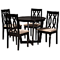Baxton Studio Julie 5-Piece Dining Set, 29-15/16"H x 35-7/16"W x 35-7/16"D, Sand/Dark Brown 1 thumbnail image