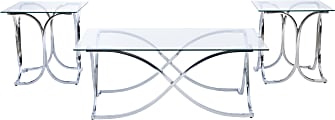 Powell Kehela 3-Piece Coffee And End Table Set, Chrome/Glass 1 thumbnail image