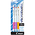 Pilot® Acroball Hybrid Pens, Fine Point, 0.7 mm, White Barrel, Black Ink, Pack Of 3 Pens