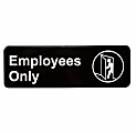 Vollrath Employees Only Sign, 3" x 9", Black/White