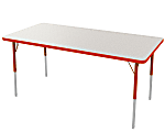Marco Group 30" x 60" Activity Table, Rectangular, 16 - 24"H, Gray Glace/Red