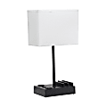 Simple Designs Multi-Use Table Lamp with 2 USB Ports and Charging Outlet, 15-5/16"H, White/Black 1 thumbnail image