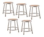 National Public Seating Hardboard Task Stool 18"H, Gray Seat/Gray Frame, Set of 5