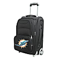 Denco Nylon Expandable Upright Rolling Carry-On Luggage, 21"H x 13"W x 9"D, Miami Dolphins, Black