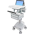 Ergotron StyleView Laptop Cart Desk Workstation SLA Powered, 4 Drawers, 50-1/2"H x 17-1/2"W x 30-3/4"D, White/Gray