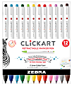 Zebra® Pen ClickArt® Retractable Marker Pens, Fine Point, 0.6 mm, Assorted Ink Colors, Pack Of 12 Pens 1 thumbnail image