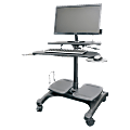 Kantek Sit to Stand Mobile Height Adjustable Computer Workstation With LCD Monitor Mount Pole, 48-1/2"H x 27-1/2"W x 25"D, Black