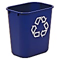 Rubbermaid® Deskside "We Recycle" Container, 3 1/4 Gallons (12.3L), 12 1/8"H x 11 3/8"W x 8 1/4"D, Blue