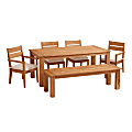Linon Clemmet 6-Piece Outdoor Dining Set, Teak