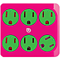 GE Uber 6-Outlet Power Tap (Pink/Green) - 6 x AC Power - 15 A Current - 125 V AC Voltage - 1876 W - Pink, Green 1 thumbnail image