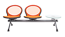 OFM Net Series Beam Seating, NB-3G, 2 Seats, 1 Table, 30"H x 83"W x 24 3/4"D, Orange/Gray