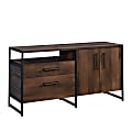Sauder® Briarbrook Modern Entertainment Credenza Cabinet For 60" TVs With Doors And Drawers, 29-3/4"H x 58"W x 18-1/2"D, Barrel Oak/Black