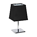 Simple Designs Mini Chrome Table Lamp With Empire Shade, 9-3/4"H, Black Shade/Chrome Base
